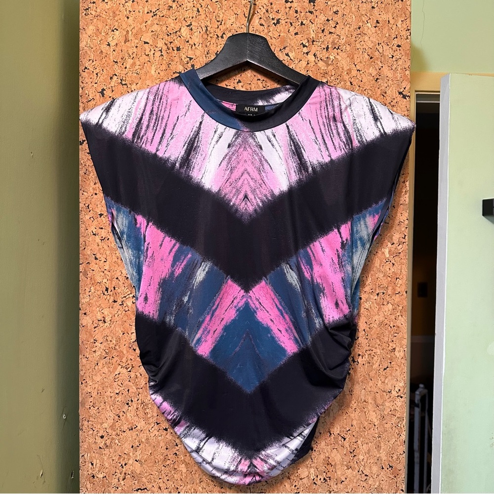 AFRM Pink and Black colourful top-super flattering